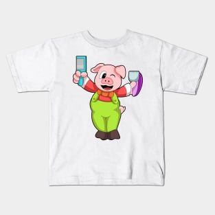 Pig with Comb & Razor Kids T-Shirt